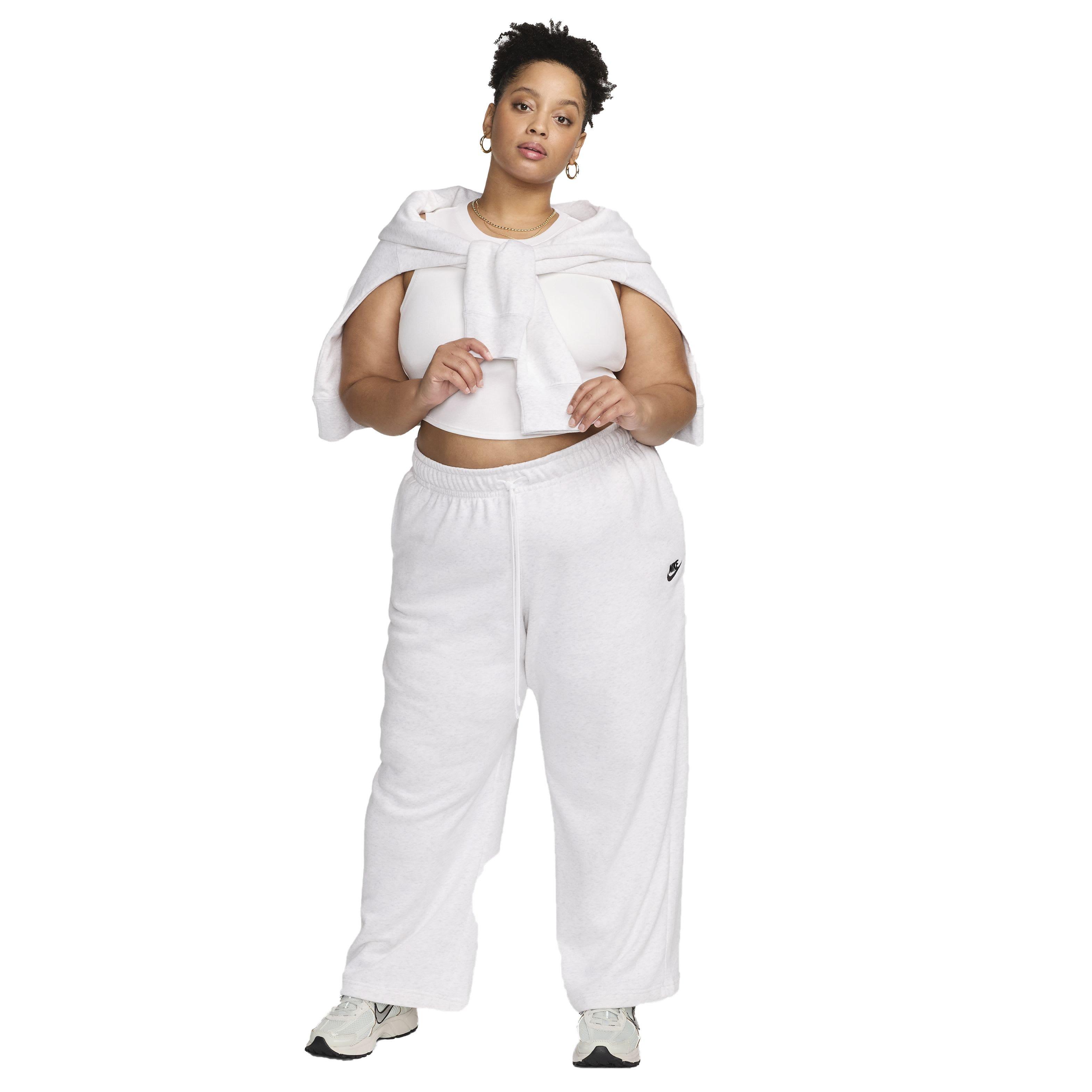 Nike Women's Sportswear Club Fleece Wide-Leg Mid-Rise Sweatpants - WHITE Thumbnail View 4
