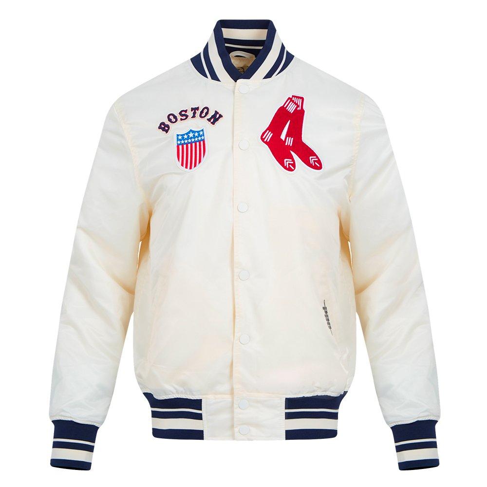 Pro Standard Men's MLB Boston Red Sox Retro Classic Rib Satin Jacket - EGGSHELL Thumbnail View 1