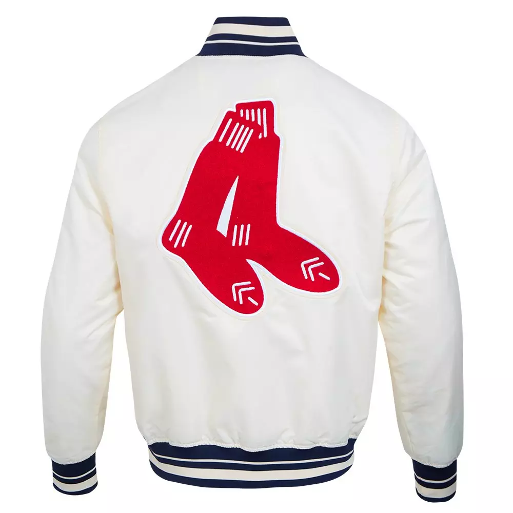 Pro Standard Men's MLB Boston Red Sox Retro Classic Rib Satin Jacket - EGGSHELL