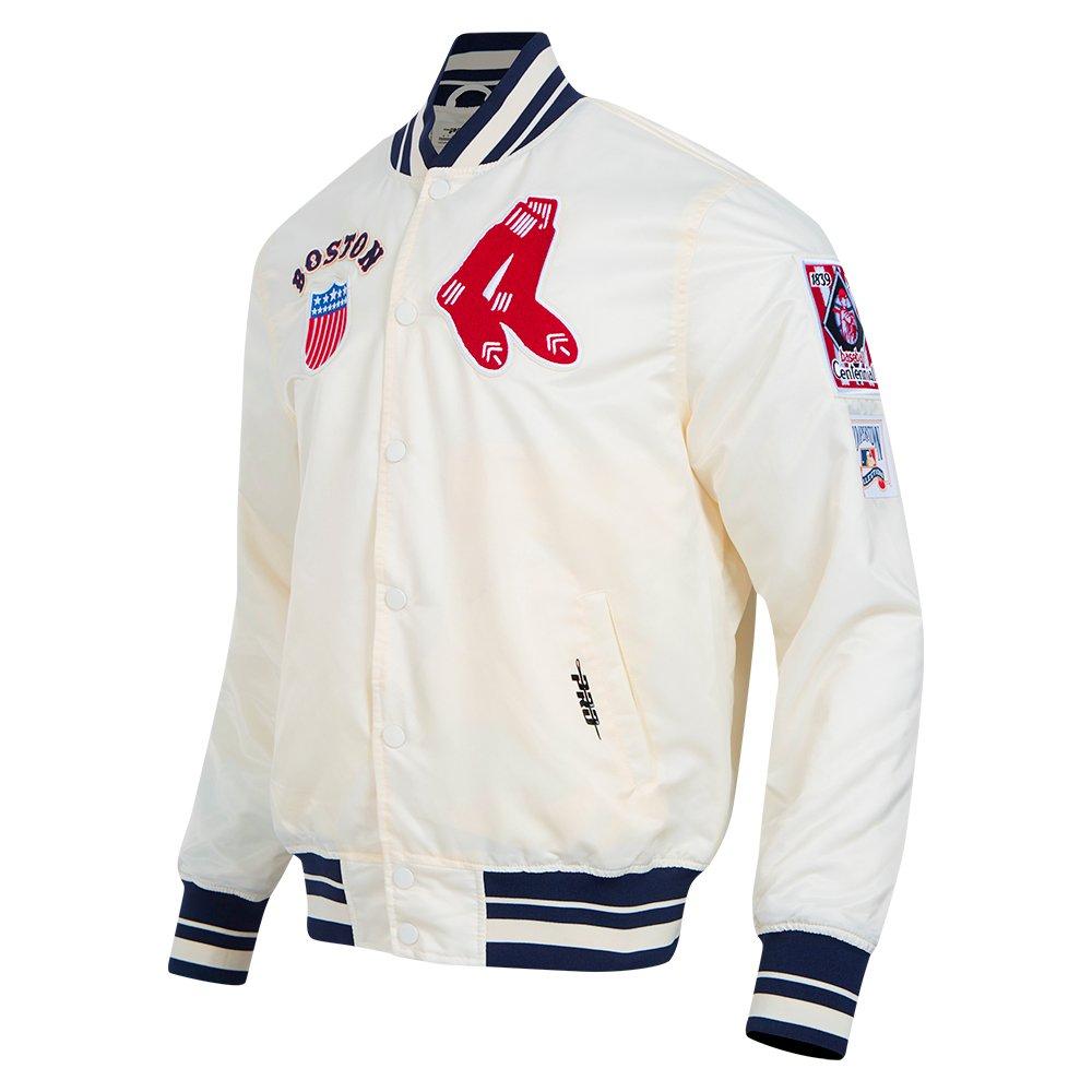 Pro Standard Men's MLB Boston Red Sox Retro Classic Rib Satin Jacket - EGGSHELL Thumbnail View 3