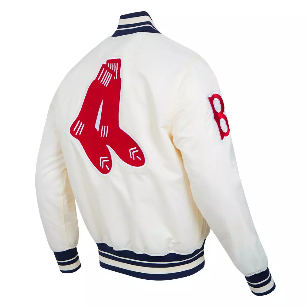 Pro Standard Men's MLB Boston Red Sox Retro Classic Rib Satin Jacket - EGGSHELL