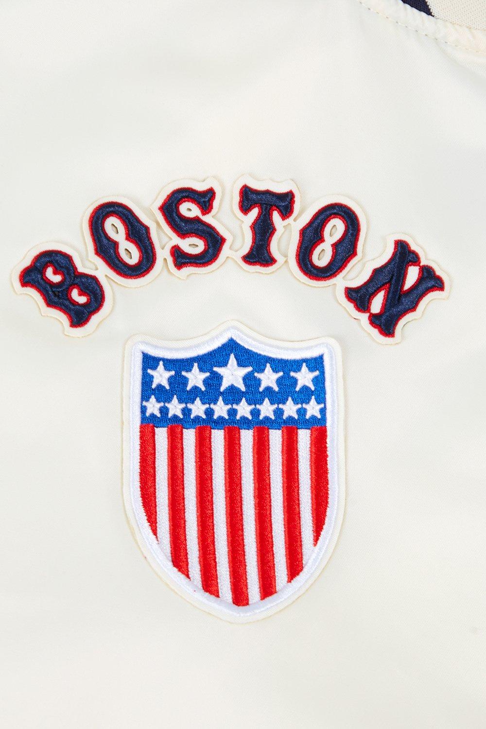 Pro Standard Men's MLB Boston Red Sox Retro Classic Rib Satin Jacket - EGGSHELL Thumbnail View 6