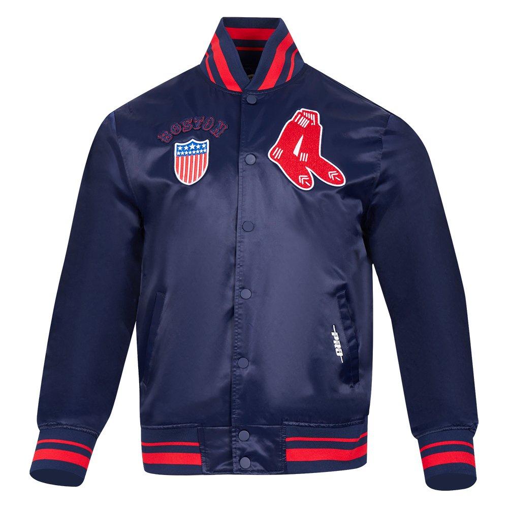 Pro Standard Men's MLB Boston Red Sox Retro Classic Rib Satin Jacket - NAVY/RED Thumbnail View 1