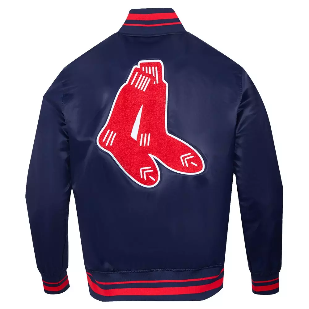 Pro Standard Men's MLB Boston Red Sox Retro Classic Rib Satin Jacket - NAVY/RED