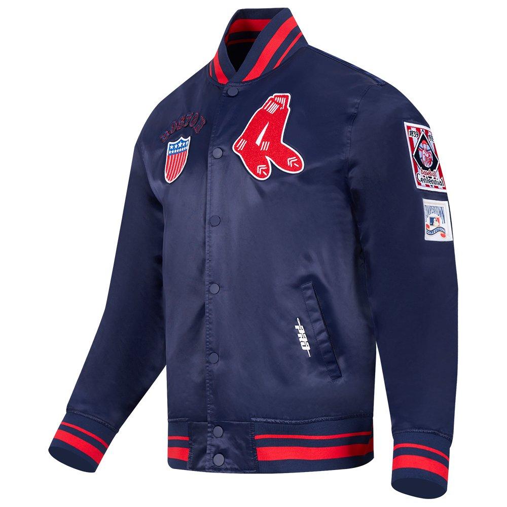 Pro Standard Men's MLB Boston Red Sox Retro Classic Rib Satin Jacket - NAVY/RED Thumbnail View 3