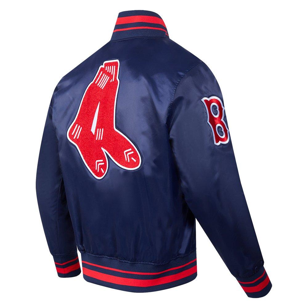 Pro Standard Men's MLB Boston Red Sox Retro Classic Rib Satin Jacket - NAVY/RED Thumbnail View 4