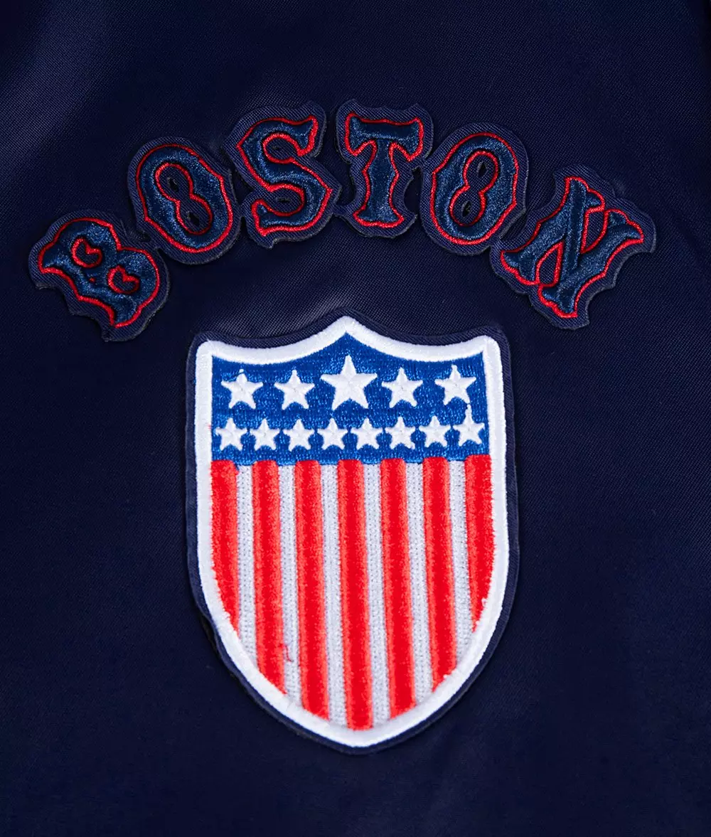 Pro Standard Men's MLB Boston Red Sox Retro Classic Rib Satin Jacket - NAVY/RED