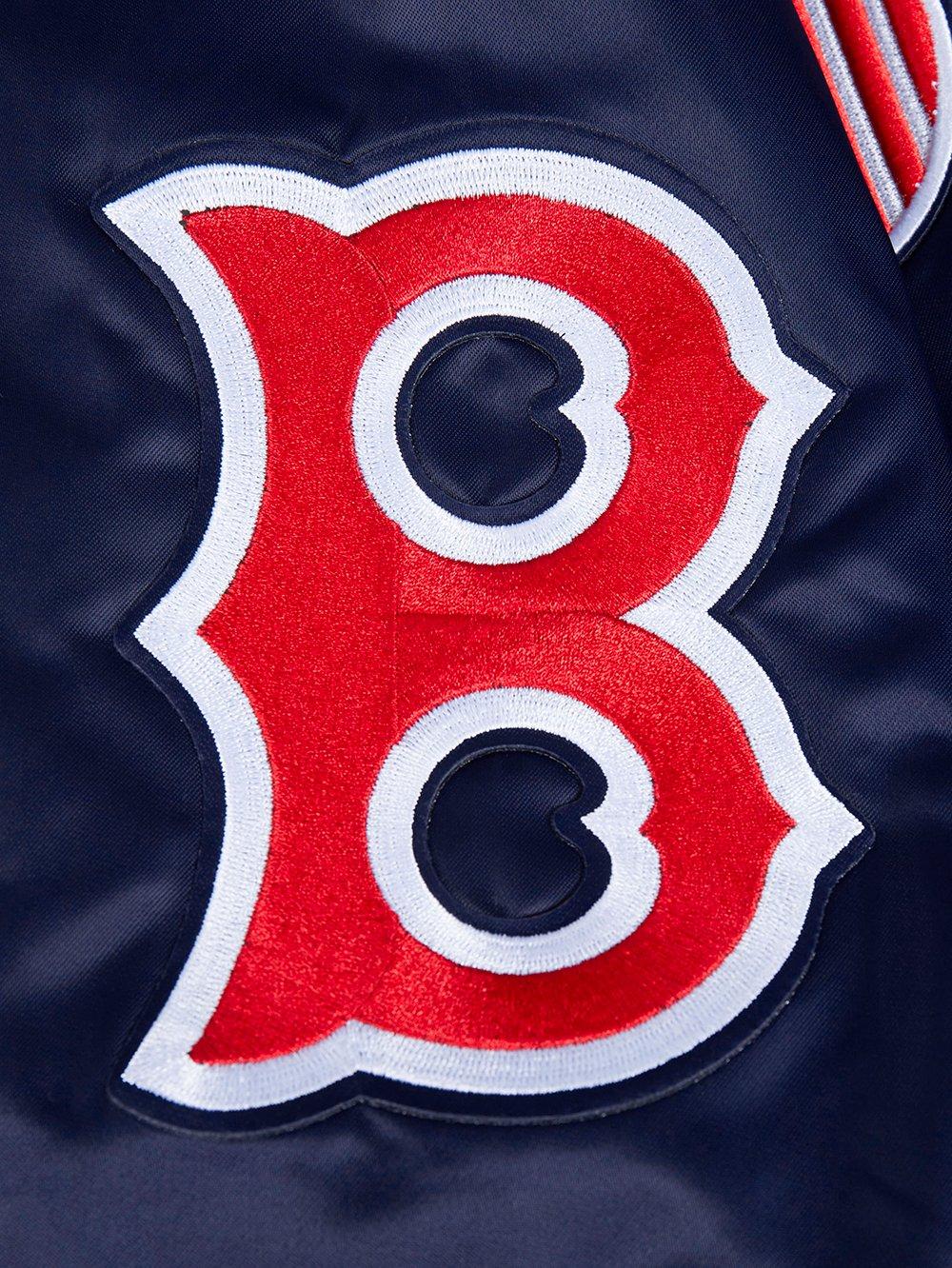 Pro Standard Men's MLB Boston Red Sox Retro Classic Rib Satin Jacket - NAVY/RED Thumbnail View 6