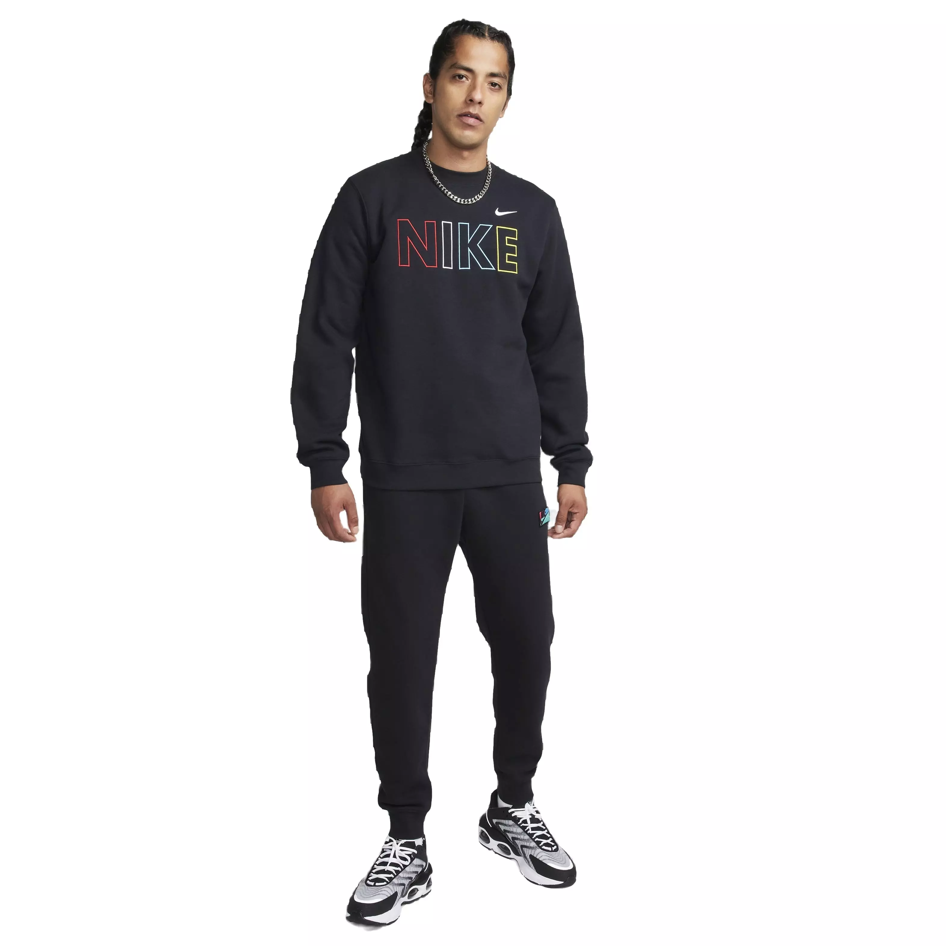 Nike Men's Club Brushed Patch Graphic Pants - BLACK