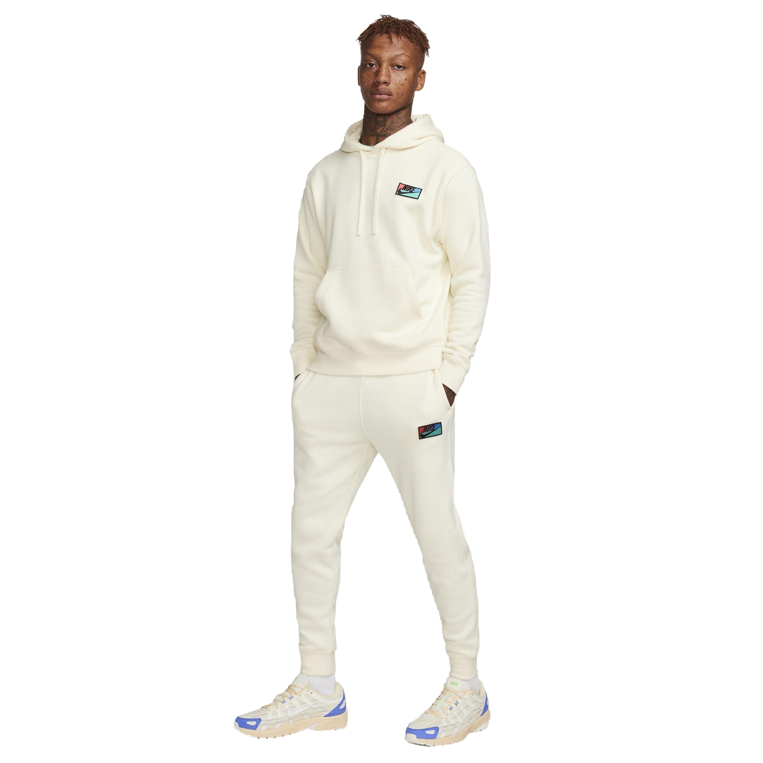 Nike Men's Club Brushed Patch Graphic Pants - WHITE Thumbnail View 7