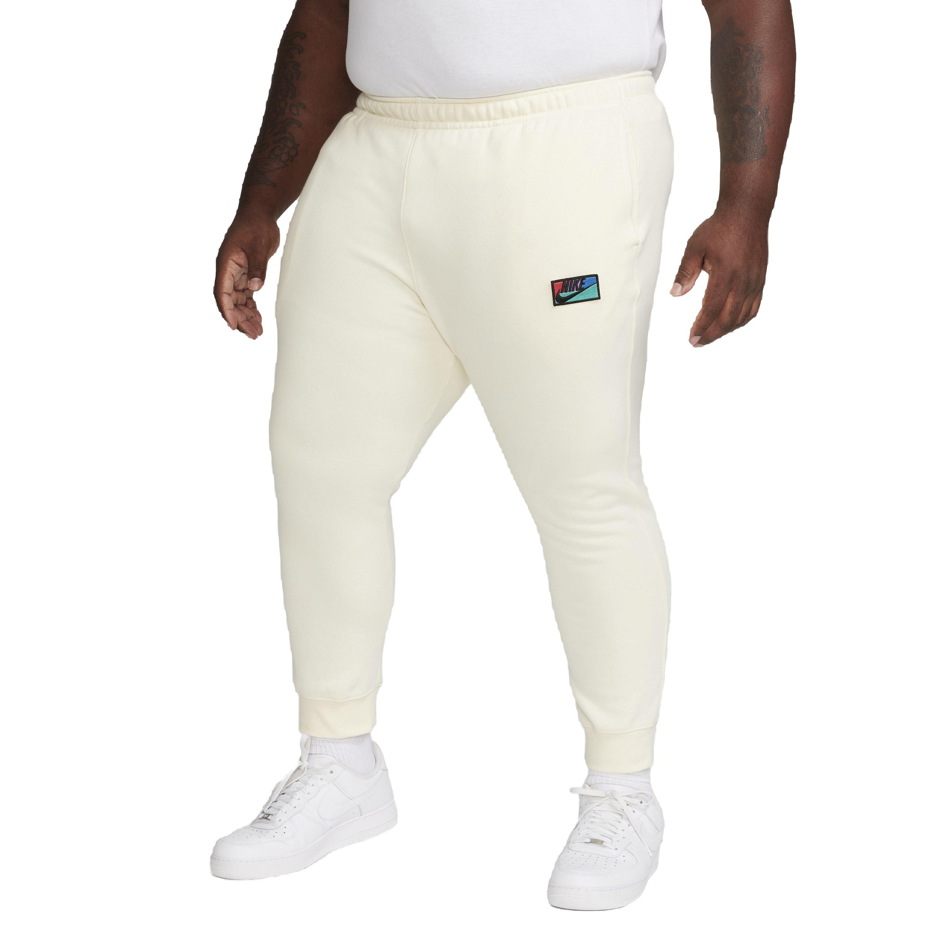 Nike Men's Club Brushed Patch Graphic Pants - WHITE Thumbnail View 8