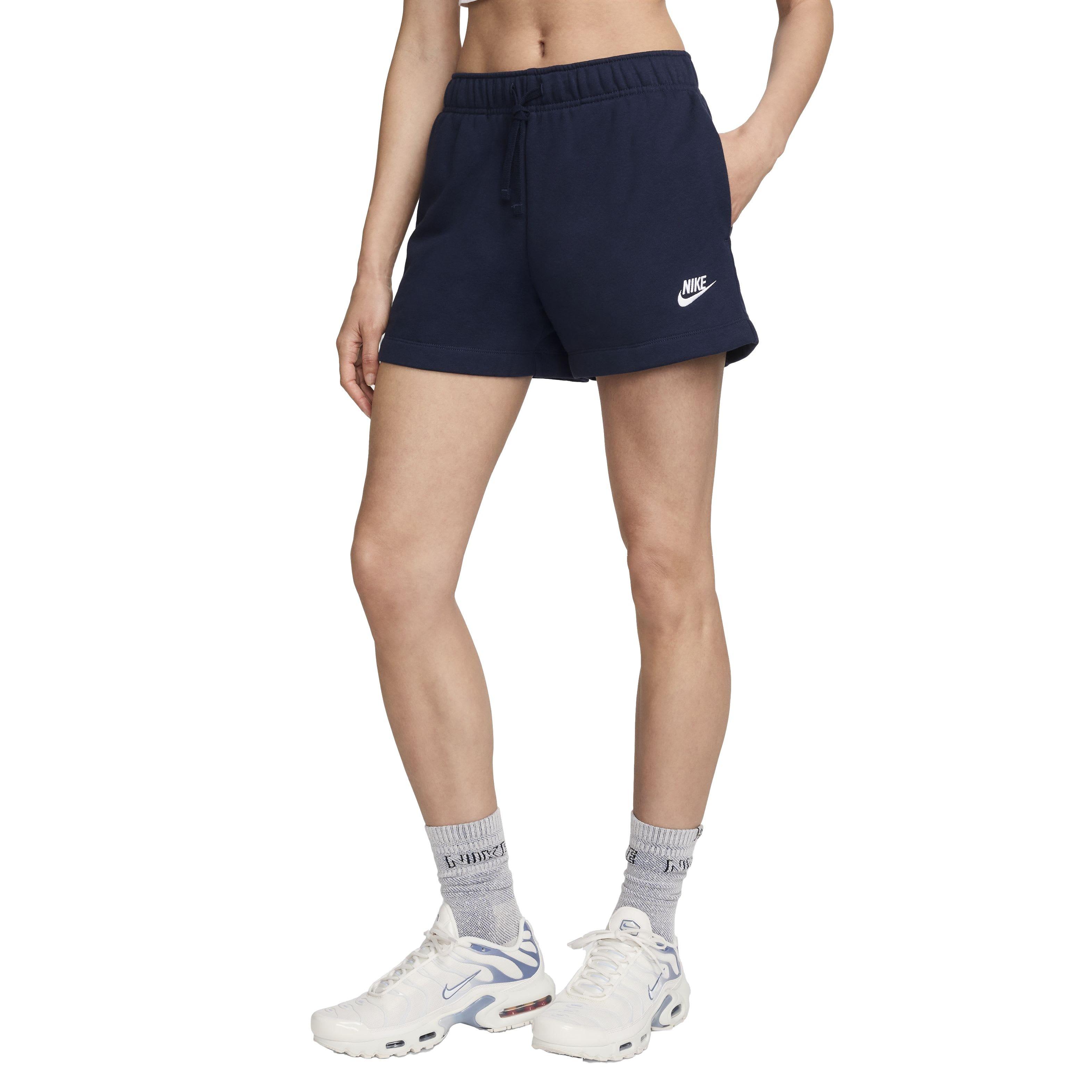 Nike Women's Sportswear Club Fleece Mid-Rise Relaxed Shorts - BLUE Thumbnail View 3