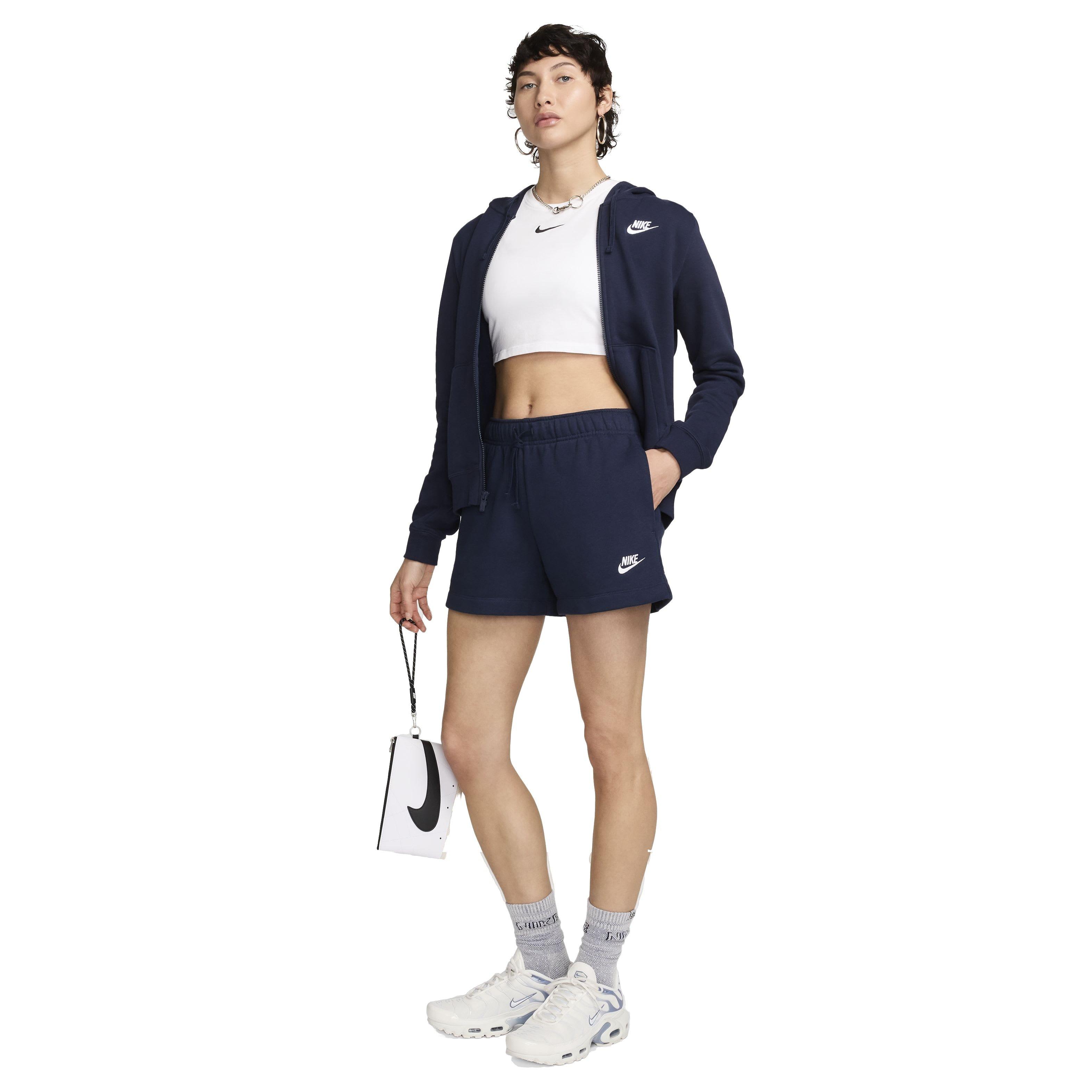 Nike Women's Sportswear Club Fleece Mid-Rise Shorts - BLUE Thumbnail View 5