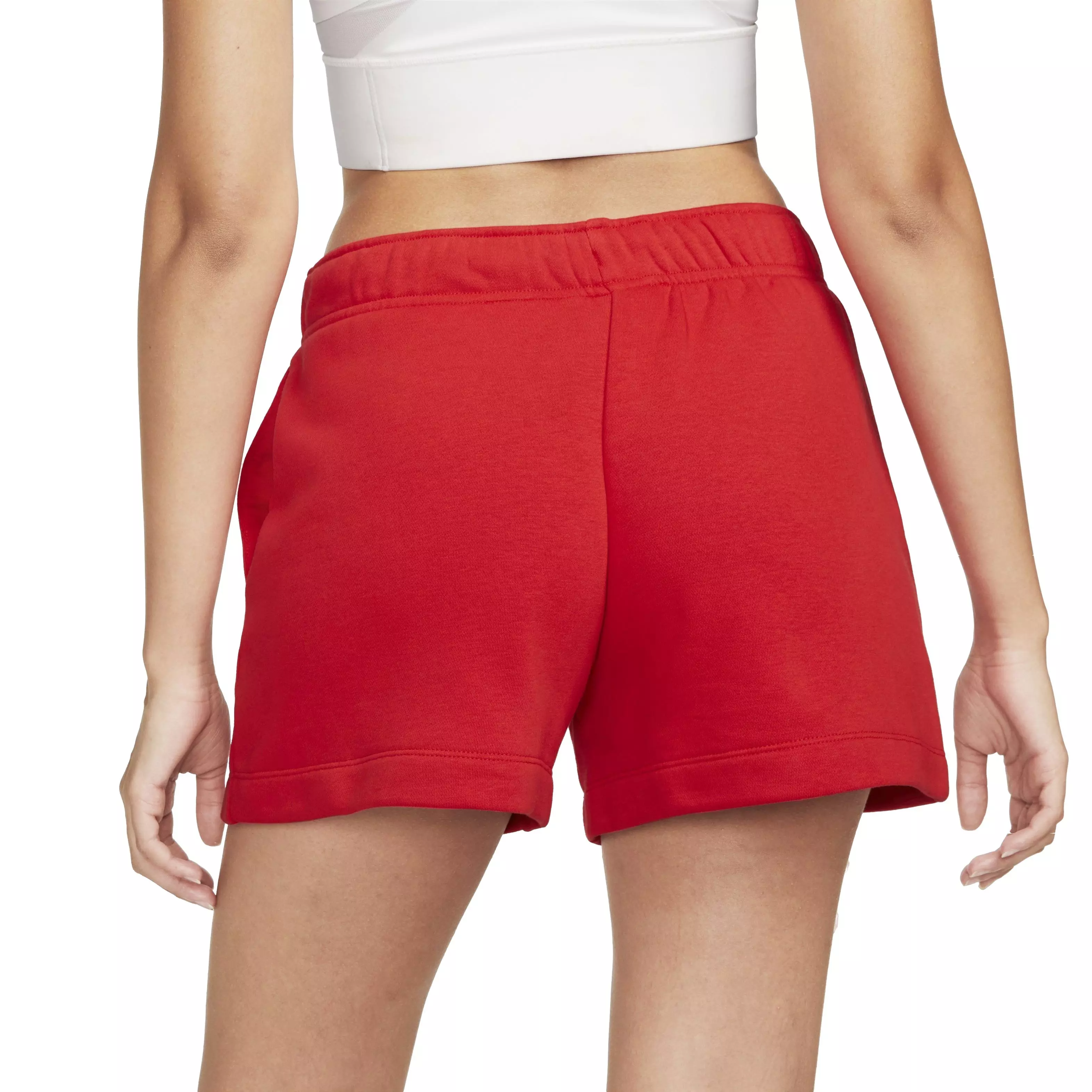 Nike Women's Sportswear Club Fleece Mid-Rise Relaxed Shorts - RED