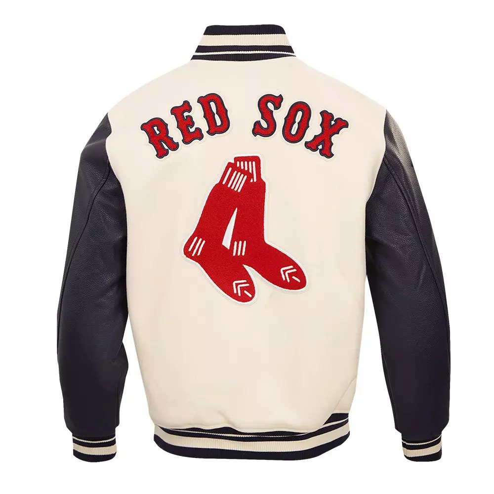 Pro Standard Men's MLB Boston Red Sox Retro Classic Rip Wool Varsity Jacket - EGGSHELL/NAVY
