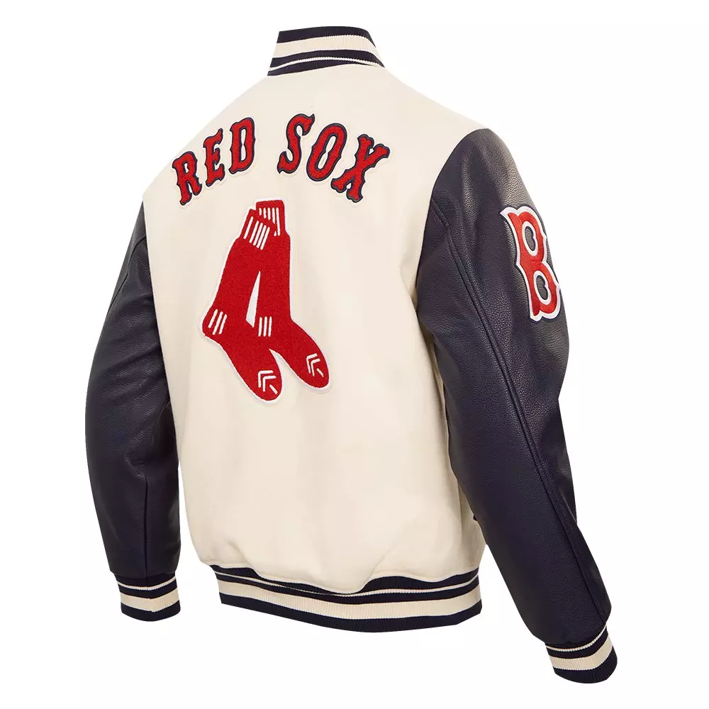 Pro Standard Men's MLB Boston Red Sox Retro Classic Rip Wool Varsity Jacket - EGGSHELL/NAVY