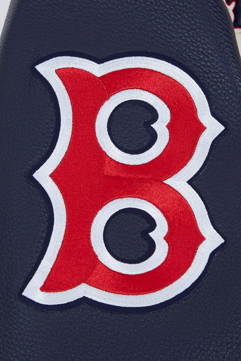 Pro Standard Men's MLB Boston Red Sox Retro Classic Rip Wool Varsity Jacket - EGGSHELL/NAVY Thumbnail View 6