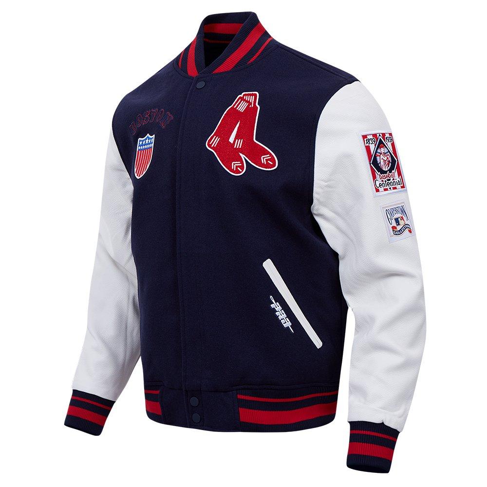 Pro Standard Men's MLB Boston Red Sox Retro Classic Rip Wool Varsity Jacket - NAVY/RED Thumbnail View 3