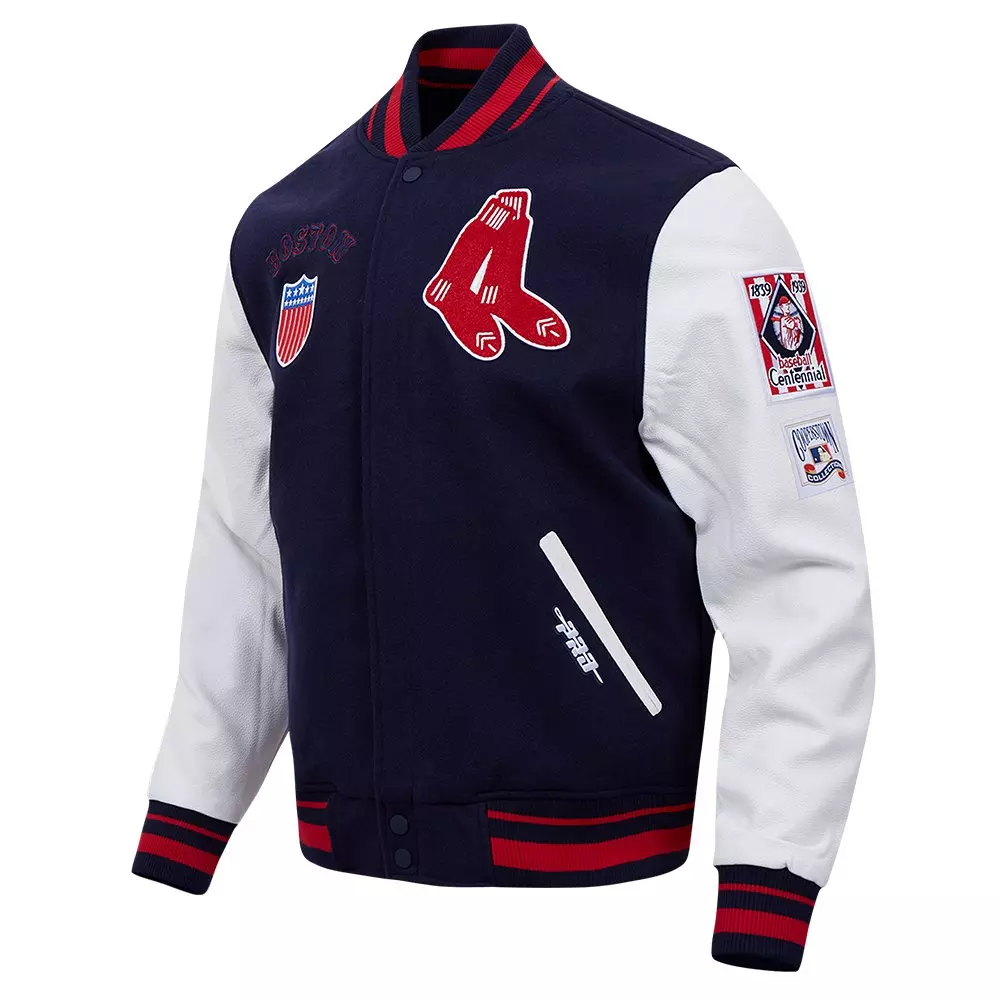 Pro Standard Men's MLB Boston Red Sox Retro Classic Rip Wool Varsity Jacket - NAVY/RED
