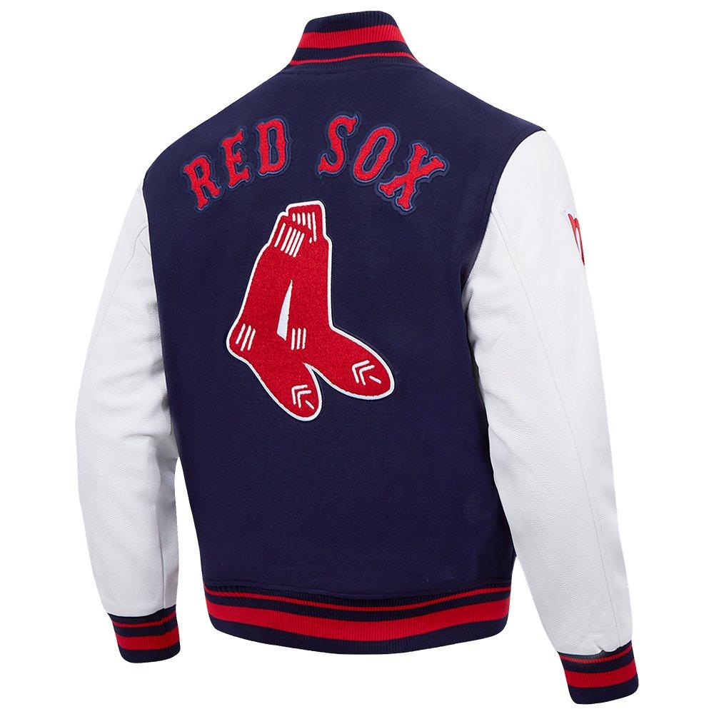 Pro Standard Men's MLB Boston Red Sox Retro Classic Rip Wool Varsity Jacket - NAVY/RED Thumbnail View 4
