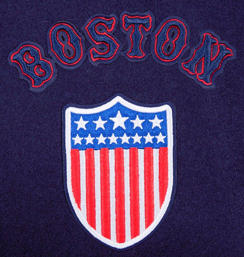 Pro Standard Men's MLB Boston Red Sox Retro Classic Rip Wool Varsity Jacket - NAVY/RED Thumbnail View 7