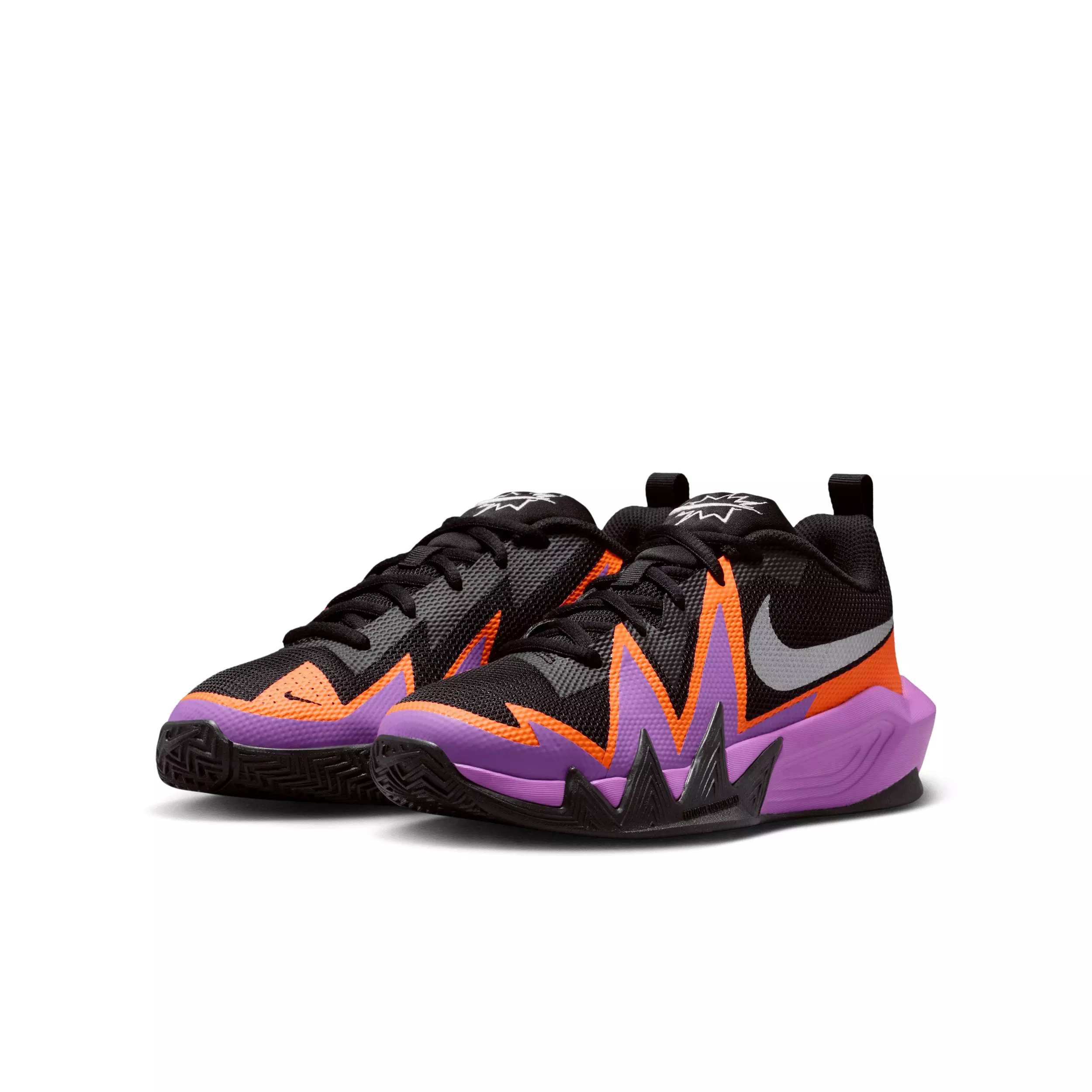 Nike S.T. Dynamite "Black/Bright Violet/Total Orange/Silver" Grade School Boys' Basketball Shoe - BLACK/VIOLET/ORANGE/SILVER