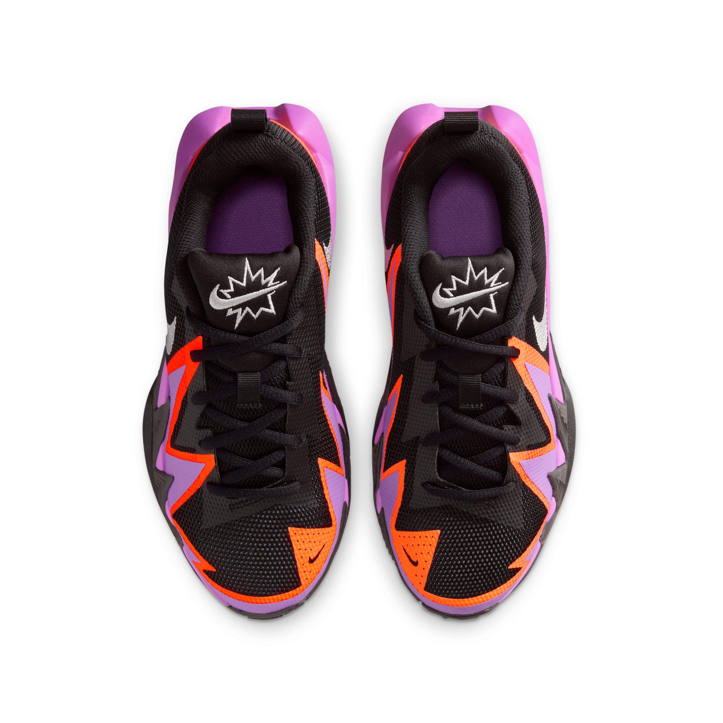 Nike S.T. Dynamite "Black/Bright Violet/Total Orange/Silver" Grade School Boys' Basketball Shoe - BLACK/VIOLET/ORANGE/SILVER