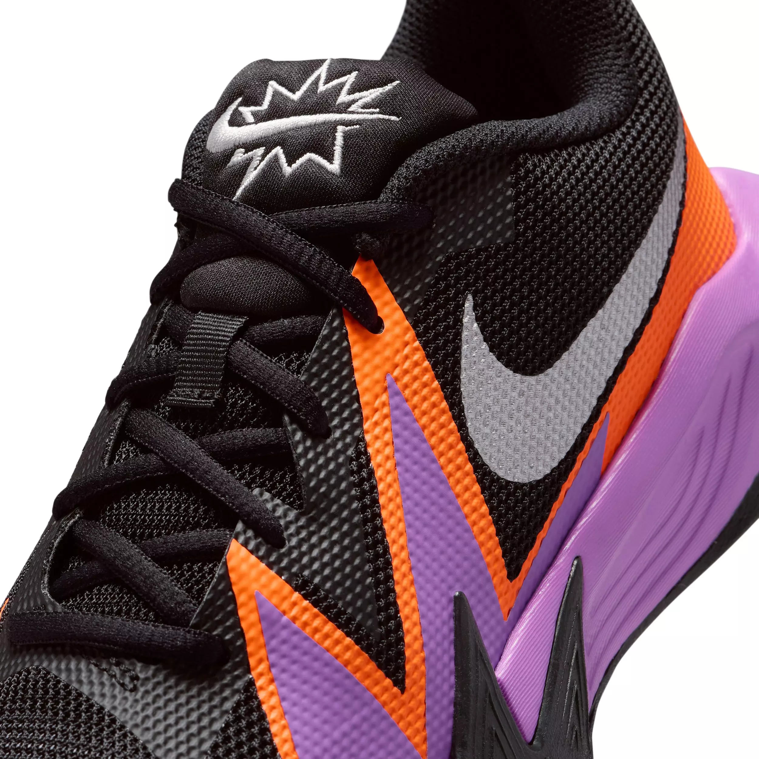 Nike S.T. Dynamite "Black/Bright Violet/Total Orange/Silver" Grade School Boys' Basketball Shoe - BLACK/VIOLET/ORANGE/SILVER