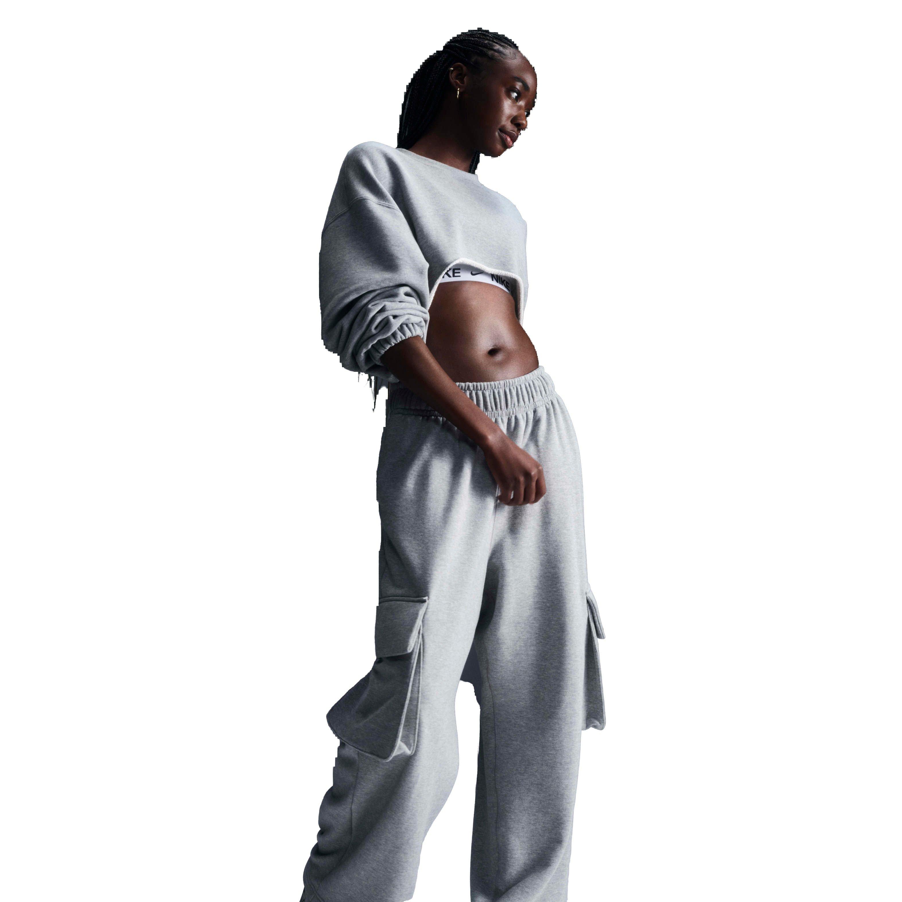 Nike Women's Sportswear Low-Rise Oversized French Terry Open-Hem Pants - GREY Thumbnail View 1