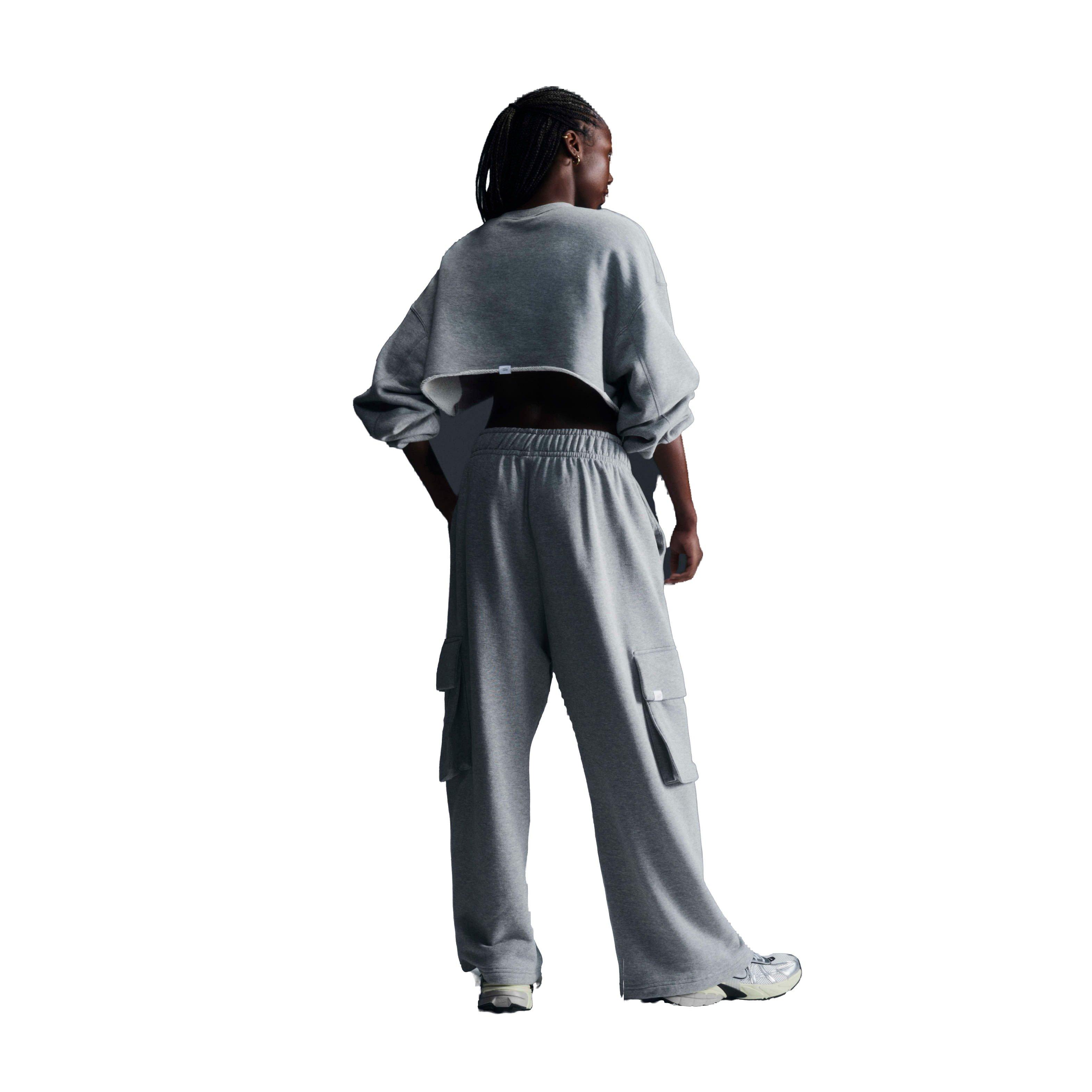 Nike Women's Sportswear Low-Rise Oversized French Terry Open-Hem Pants - GREY Thumbnail View 2