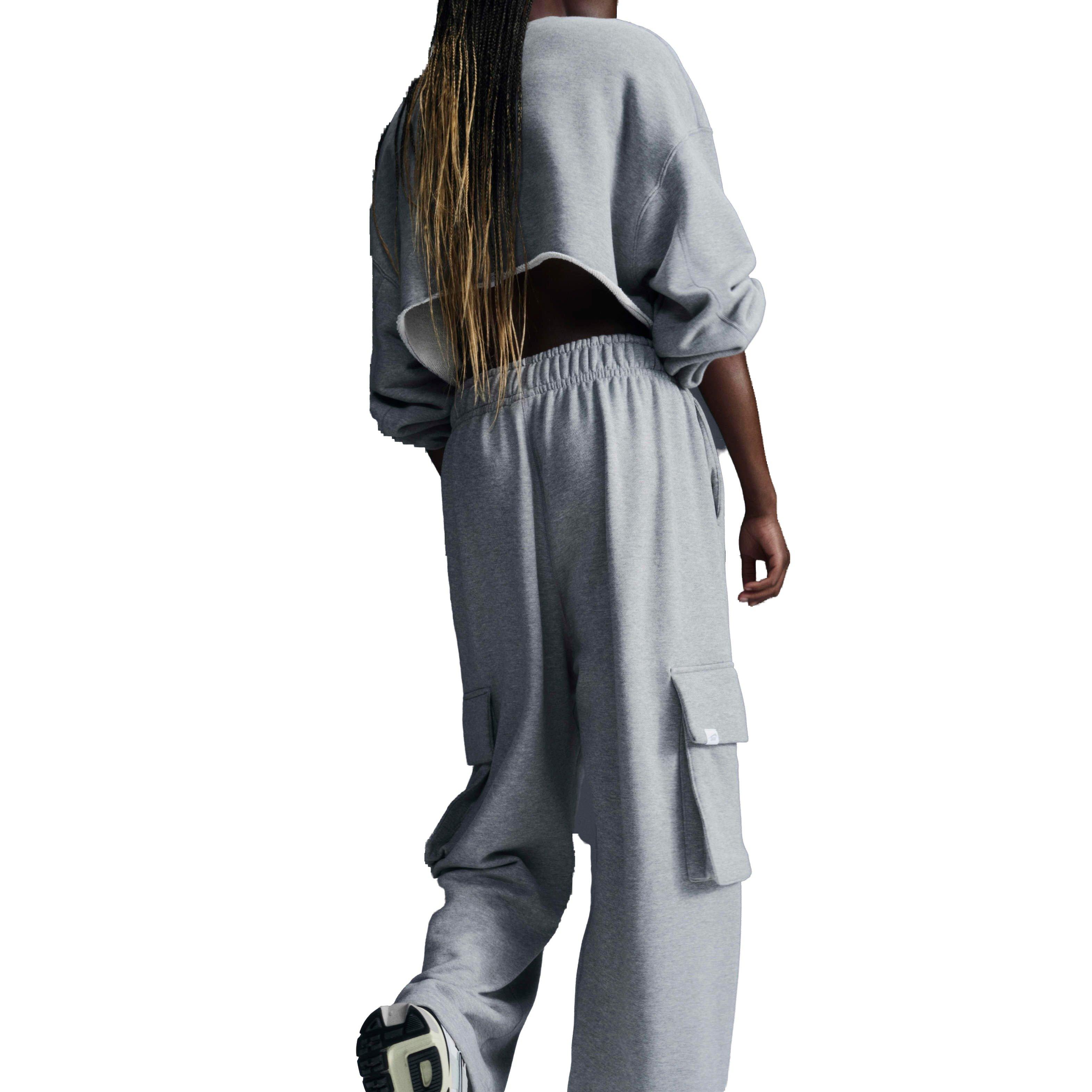 Nike Women's Sportswear Low-Rise Oversized French Terry Open-Hem Pants - GREY Thumbnail View 4