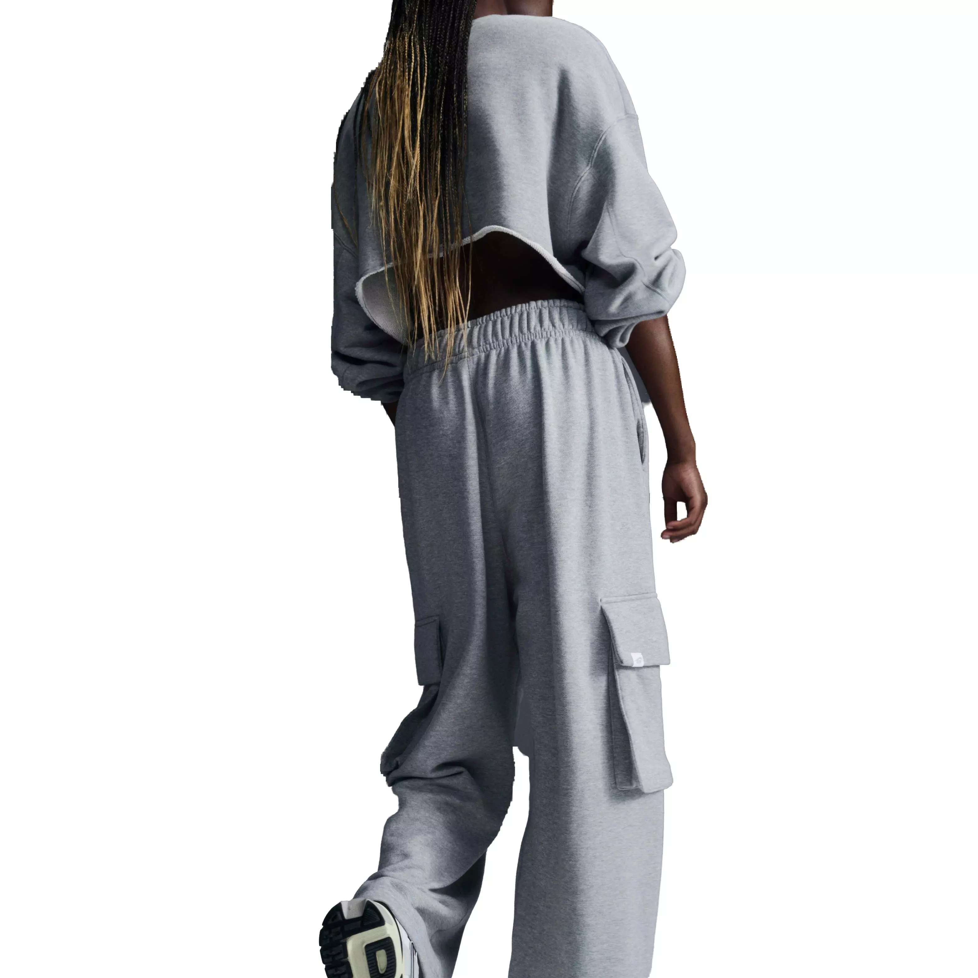 Nike Women's Sportswear Low-Rise Oversized French Terry Open-Hem Pants - GREY