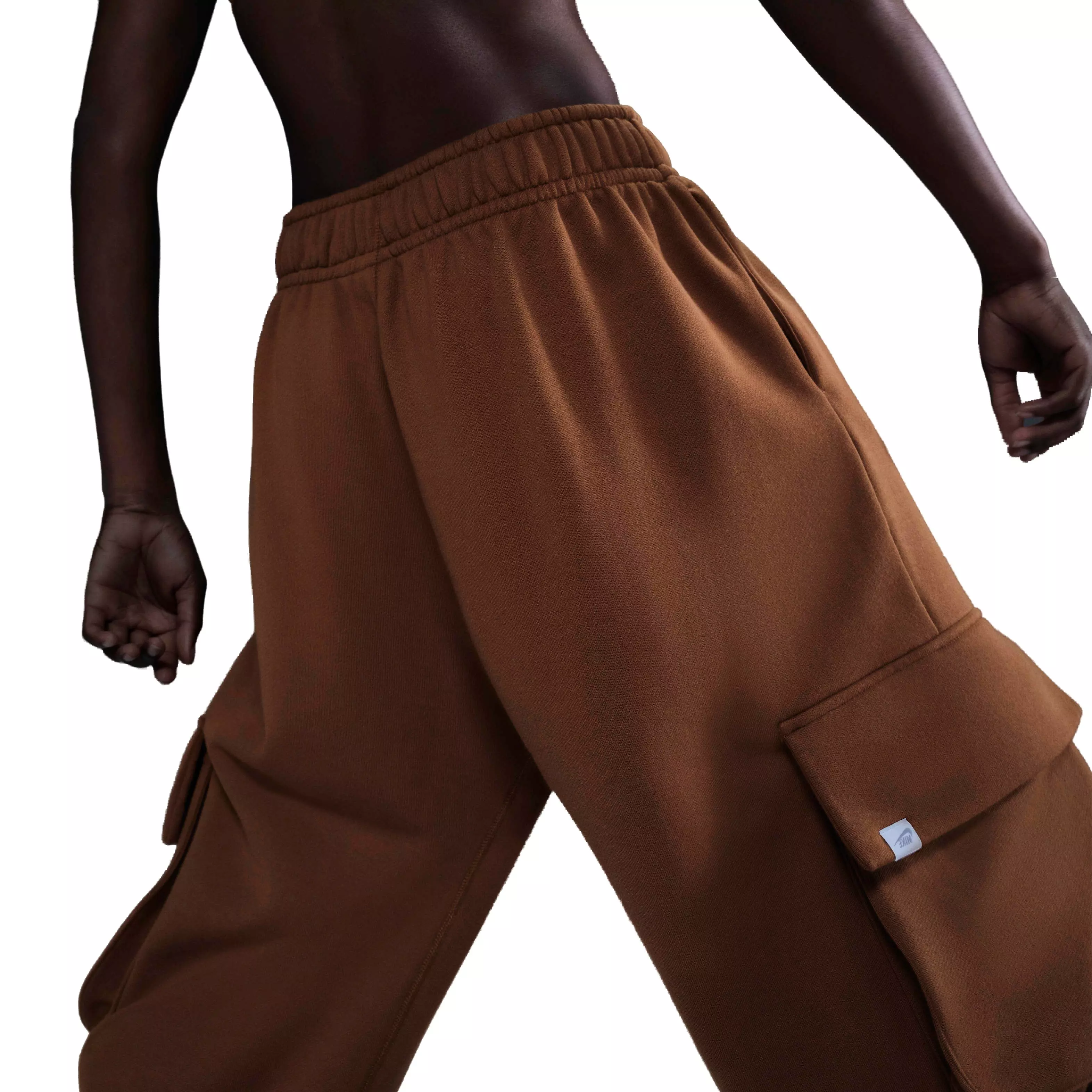 Nike Women's Sportswear Low-Rise Oversized French Terry Open-Hem Pants - BROWN
