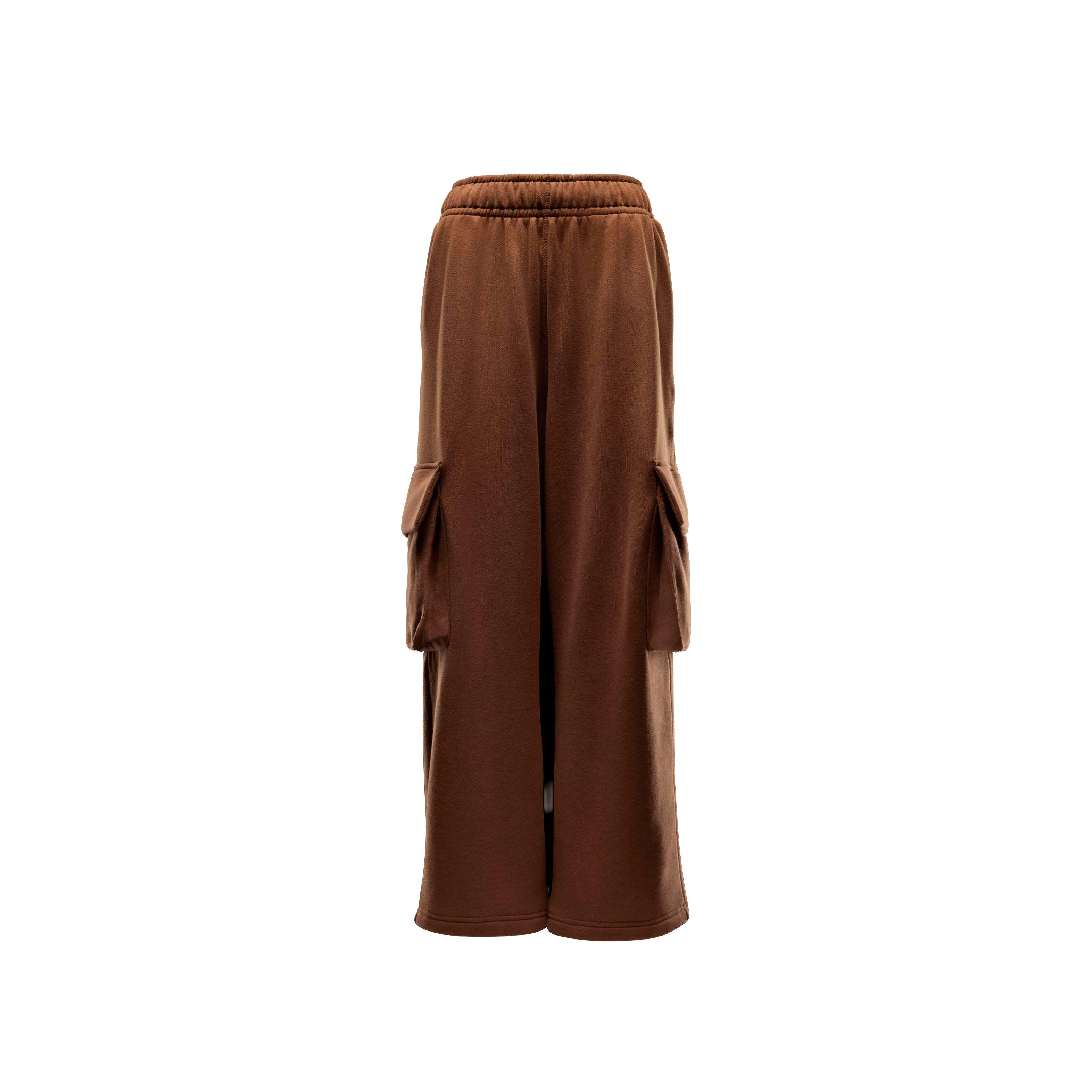 Nike Women's Sportswear Low-Rise Oversized French Terry Open-Hem Pants - BROWN Thumbnail View 6