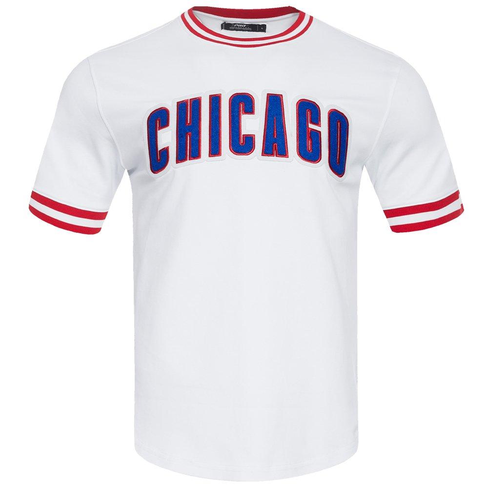 Pro Standard Men's MLB Chicago Cubs Classic Chenille Striped Sleeve Top - WHITE/RED Thumbnail View 1