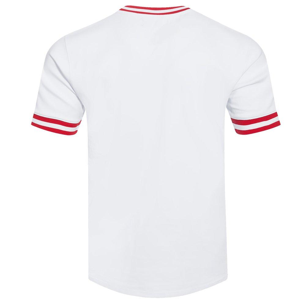 Pro Standard Men's MLB Chicago Cubs Classic Chenille Striped Sleeve Top - WHITE/RED Thumbnail View 2