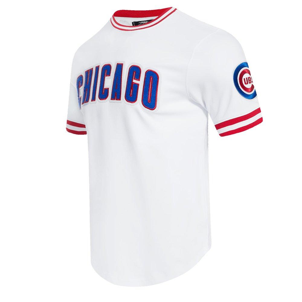 Pro Standard Men's MLB Chicago Cubs Classic Chenille Striped Sleeve Top - WHITE/RED Thumbnail View 3