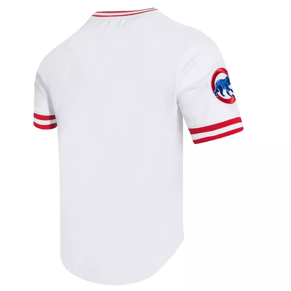 Pro Standard Men's MLB Chicago Cubs Classic Chenille Striped Sleeve Top - WHITE/RED