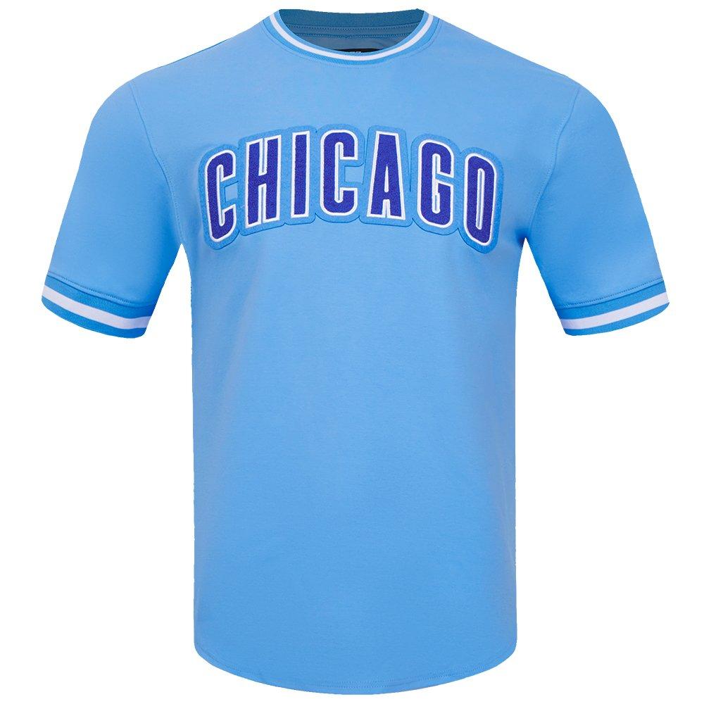 Pro Standard Men's MLB Chicago Cubs Classic Chenille Striped Sleeve Top - BLUE Thumbnail View 1