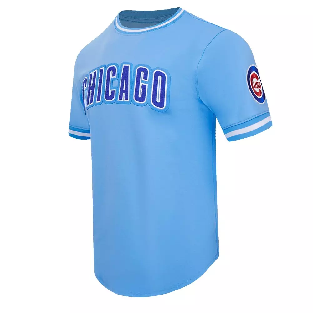 Pro Standard Men's MLB Chicago Cubs Classic Chenille Striped Sleeve Top - BLUE