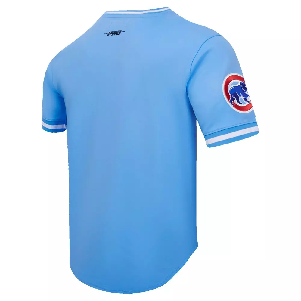 Pro Standard Men's MLB Chicago Cubs Classic Chenille Striped Sleeve Top - BLUE