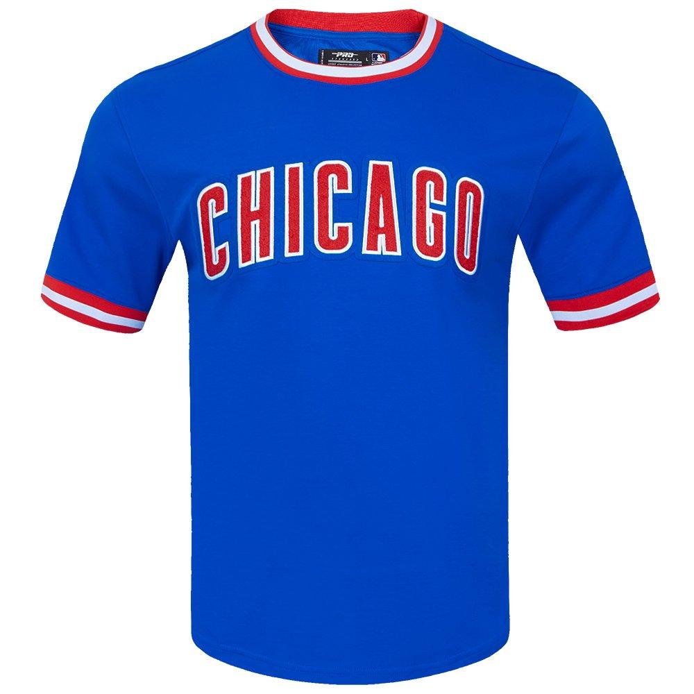 Pro Standard Men's MLB Chicago Cubs Classic Chenille Striped Sleeve Top - ROYAL/RED Thumbnail View 1