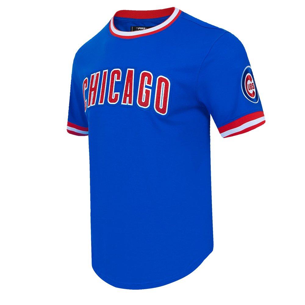 Pro Standard Men's MLB Chicago Cubs Classic Chenille Striped Sleeve Top - ROYAL/RED Thumbnail View 3