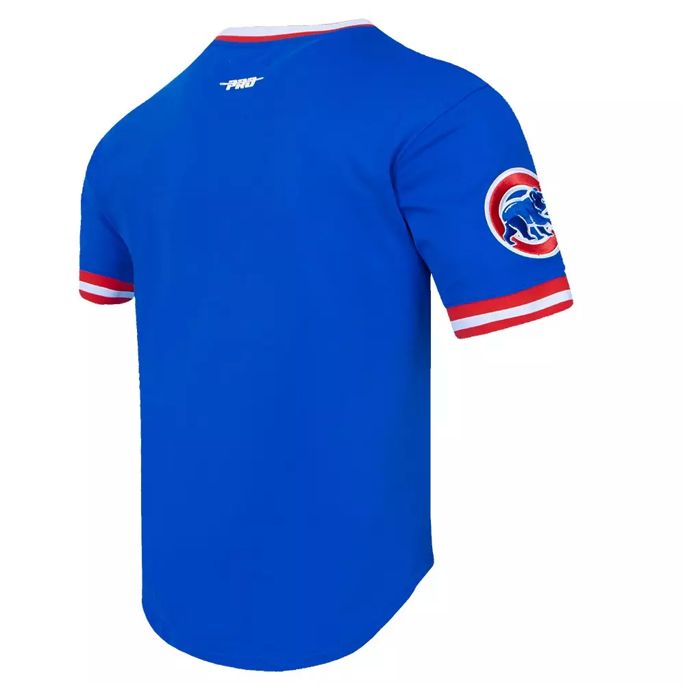 Pro Standard Men's MLB Chicago Cubs Classic Chenille Striped Sleeve Top - ROYAL/RED