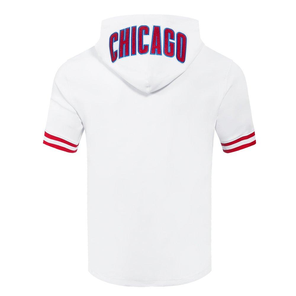 Pro Standard Men's MLB Chicago Cubs Classic Chenille Short Sleeve Pullover Hoodie - WHITE/RED Thumbnail View 2