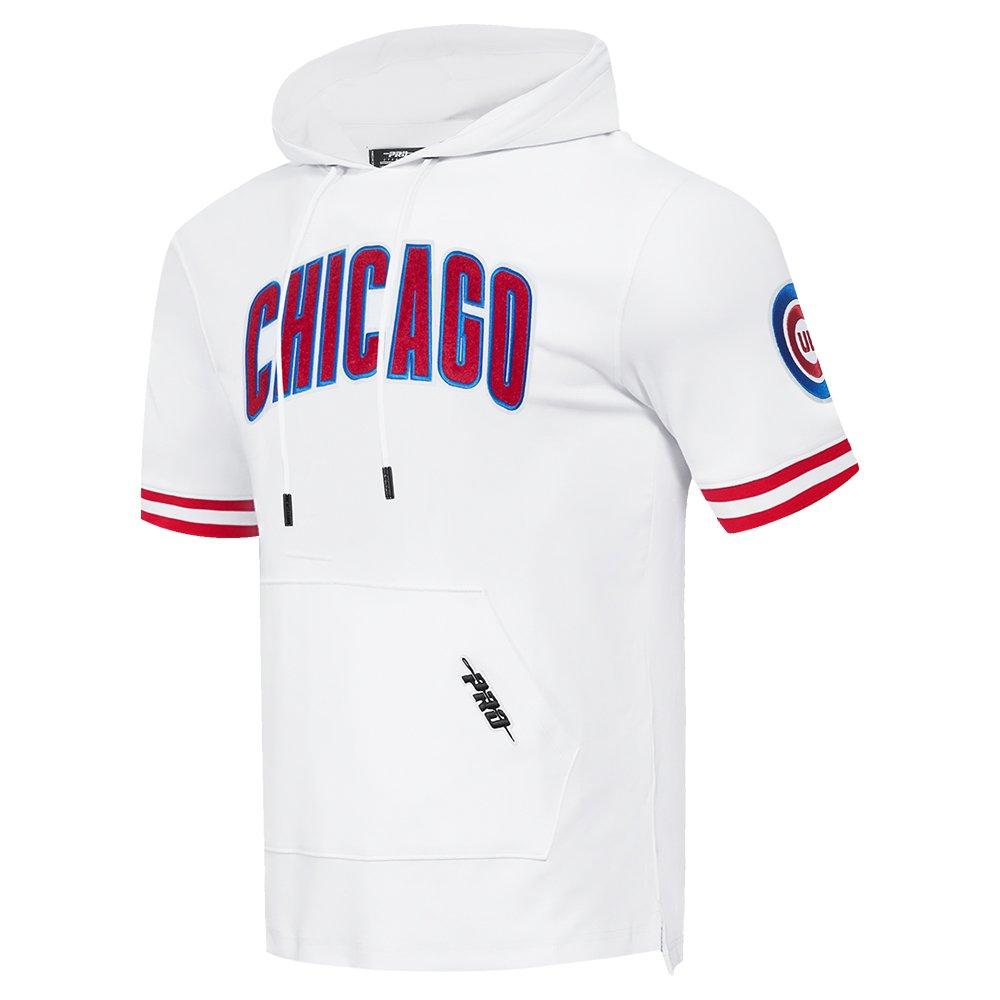 Pro Standard Men's MLB Chicago Cubs Classic Chenille Short Sleeve Pullover Hoodie - WHITE/RED Thumbnail View 3