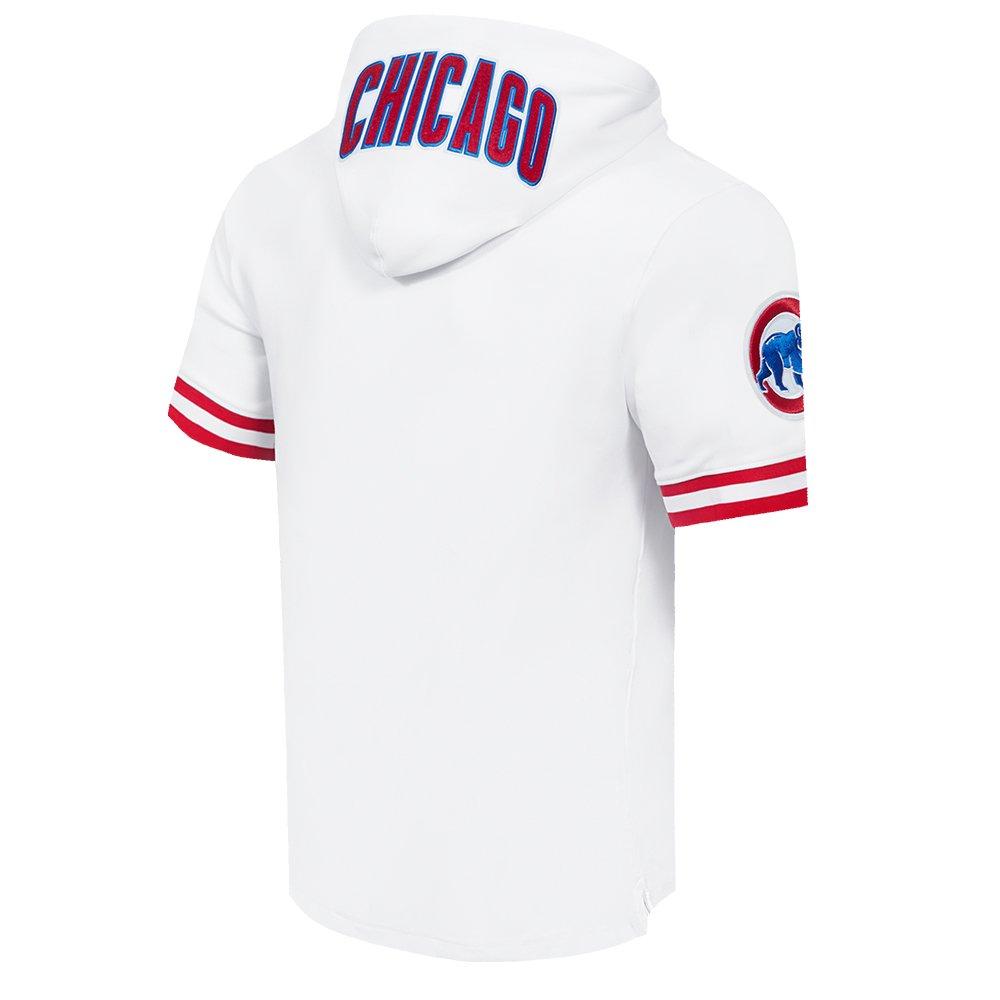 Pro Standard Men's MLB Chicago Cubs Classic Chenille Short Sleeve Pullover Hoodie - WHITE/RED Thumbnail View 4