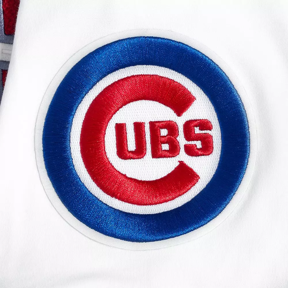 Pro Standard Men's MLB Chicago Cubs Classic Chenille Short Sleeve Pullover Hoodie - WHITE/RED