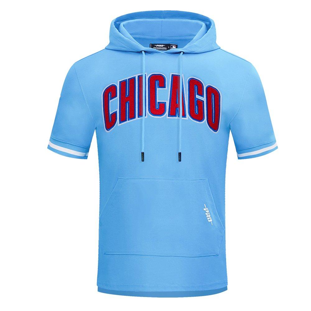 Pro Standard Men's MLB Chicago Cubs Classic Chenille Short Sleeve Pullover Hoodie - BLUE Thumbnail View 1
