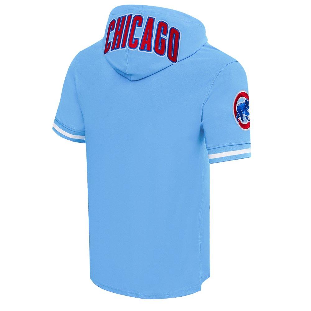Pro Standard Men's MLB Chicago Cubs Classic Chenille Short Sleeve Pullover Hoodie - BLUE Thumbnail View 4